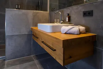 Ein Badezimmer in der Unterkunft Landhotel Jagdschlösschen