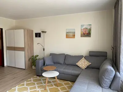 Ein Sitzbereich in der Unterkunft Lichtdurchflutetes Apartment mit Blick ins Grüne