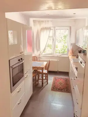 Küche/Küchenzeile in der Unterkunft Nana-EG-80m2 sanierter Altbau-Parkplatz-kleiner Garten-WLAN-NETFLIX-2Zimmer-Küche-Dusche-Wanne-Waschmaschine