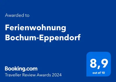 Ein Zertifikat, Auszeichnung, Logo oder anderes Dokument, das in der Unterkunft Ferienwohnung Bochum-Eppendorf ausgestellt ist