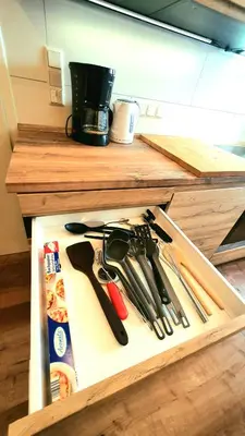 Küche/Küchenzeile in der Unterkunft FRANKES CITY SLEEP Apartment, 6 Einzelbetten