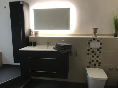 Ein Badezimmer in der Unterkunft Ferienwohnung kleines Zuhause