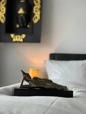 Ein Bett oder Betten in einem Zimmer der Unterkunft art Hotel Körschen