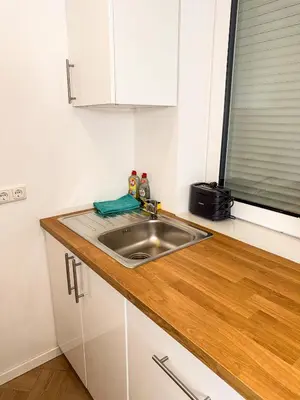Küche/Küchenzeile in der Unterkunft Ruhr Business Apartments Essen Apartment mit 5 Einzelbetten Privat Parkplatz