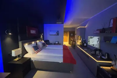 Ein Bett oder Betten in einem Zimmer der Unterkunft Themenpartment art of New York