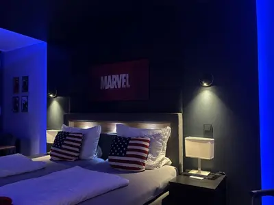Ein Bett oder Betten in einem Zimmer der Unterkunft Themenpartment art of New York