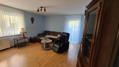 Ein Sitzbereich in der Unterkunft Ferienwohnung am Landschaftspark Duisburg-Nord