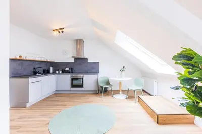 Küche/Küchenzeile in der Unterkunft Glück Auf Appartements Kaiserstraße Mülheim