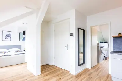 Küche/Küchenzeile in der Unterkunft Glück Auf Appartements Kaiserstraße Mülheim