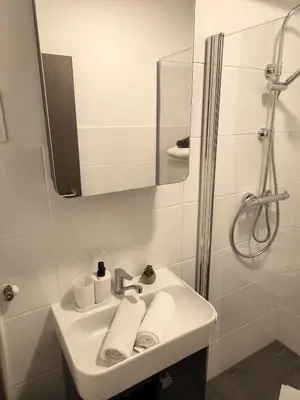 Ein Badezimmer in der Unterkunft M&M Löwen Hotel