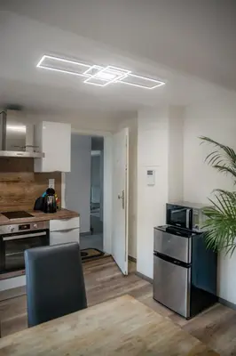 Küche/Küchenzeile in der Unterkunft Düsseldorfer Apartment am See
