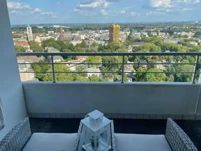 Ein Balkon oder eine Terrasse in der Unterkunft Themenpartment Himmel und Mehr Penthouse