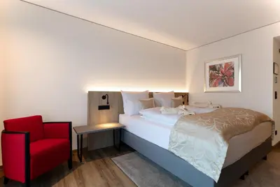 Ein Bett oder Betten in einem Zimmer der Unterkunft Naundrups Hof