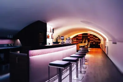 Ein Sitzbereich in der Unterkunft Parkhotel FRITZ am Brunnen