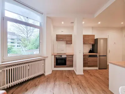 Küche/Küchenzeile in der Unterkunft Tolstov Apartments - 1 or 3 Room Apartments - 20 Min Messe DUS and Old Town DUS