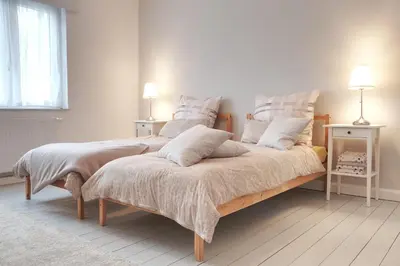 Ein Bett oder Betten in einem Zimmer der Unterkunft Schicke & helle Wohnung in Mülheim an der Ruhr