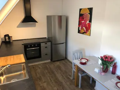 Küche/Küchenzeile in der Unterkunft Bel Art Etage mit großem Parkplatz