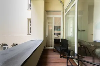 Ein Sitzbereich in der Unterkunft Lunas Appartements in der alten Schule Essen