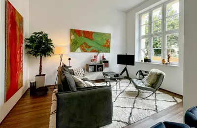 Ein Sitzbereich in der Unterkunft Lunas Appartements in der alten Schule Essen