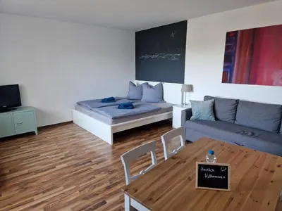 Ein Sitzbereich in der Unterkunft Well located flat with balcony