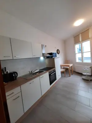 Küche/Küchenzeile in der Unterkunft Ferienwohnung Langenberg Altstadt WiFi Netflix