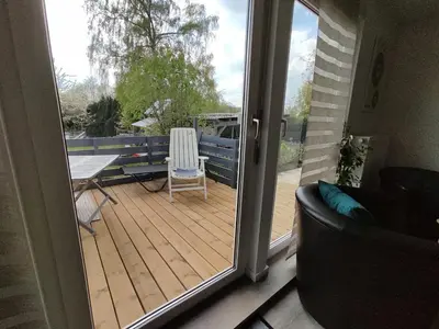 Ein Balkon oder eine Terrasse in der Unterkunft FeWo TIMON großzügig modern mit Terrasse ca 50 qm