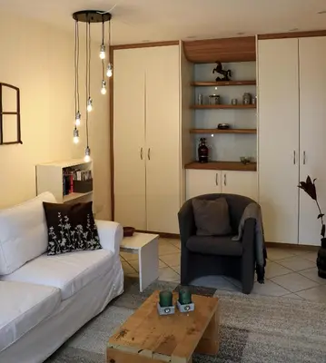 Ein Sitzbereich in der Unterkunft Hof Spöde
