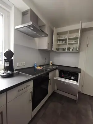 Küche/Küchenzeile in der Unterkunft Moderne Wohnung mit Terrasse und eigenem Zugang.
