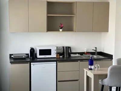 Küche/Küchenzeile in der Unterkunft Weseler Wirtshaus Appartements