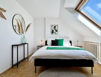 Ein Bett oder Betten in einem Zimmer der Unterkunft GREEN STAY APARTMENT - Free Parking