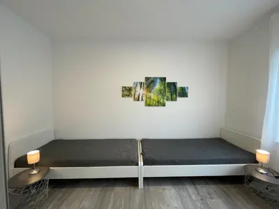 Ein Bett oder Betten in einem Zimmer der Unterkunft Heimathafen Wanne