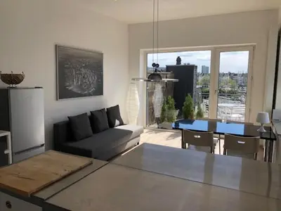 Küche/Küchenzeile in der Unterkunft studio b - Sunny City Business Apartment with roof-top terrace for 2-4 guests