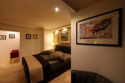 Ein Sitzbereich in der Unterkunft Golden Apartments