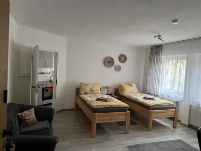 Ein Sitzbereich in der Unterkunft Hüls Central Apartment
