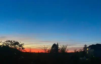Blick auf den Sonnenuntergang/Sonnenaufgang von der Ferienwohnung aus oder aus der Nähe