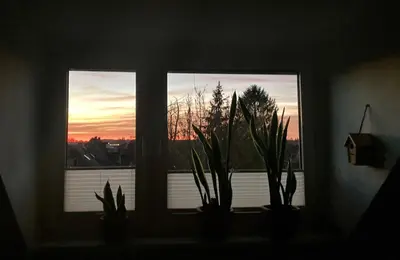 Blick auf den Sonnenuntergang/Sonnenaufgang von der Ferienwohnung aus oder aus der Nähe