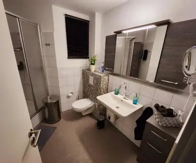 Ein Badezimmer in der Unterkunft Komfortable Ferienwohnung Auf dem Höchsten