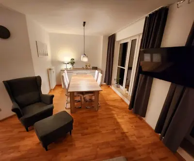 Ein Sitzbereich in der Unterkunft Komfortable Ferienwohnung Auf dem Höchsten