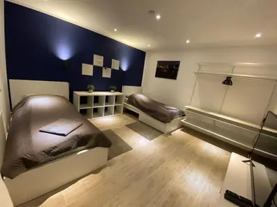 Ein Sitzbereich in der Unterkunft Ferienwohnung 3,5 Zimmer zentrale Lage