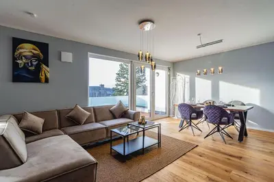 Ein Sitzbereich in der Unterkunft A&V Apartments Wunderschöne Penthouse Wohnung