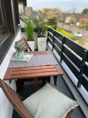 Ein Balkon oder eine Terrasse in der Unterkunft FeWo Ruhrnatur „Modern trifft Gemütlichkeit“