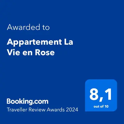Ein Zertifikat, Auszeichnung, Logo oder anderes Dokument, das in der Unterkunft Appartement La Vie en Rose ausgestellt ist