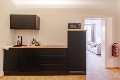 Küche/Küchenzeile in der Unterkunft Design-Apartments Duisburg City - Küche, Smart-TV, Homeoffice - by Lott Living