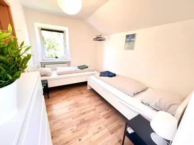 Ein Bett oder Betten in einem Zimmer der Unterkunft 3 Zimmer, 5 Schlafplätze, zentral Hagen Süd, 4 min zur A45, frei parken