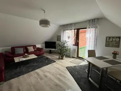 Ein Sitzbereich in der Unterkunft Ferienwohnung Kleine Auszeit