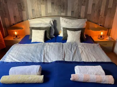 Ein Bett oder Betten in einem Zimmer der Unterkunft Apartment am Rhein ganze Wohnung NETFLIX Internet 1000 Mbits, free Parking