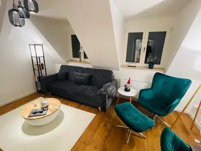 Ein Sitzbereich in der Unterkunft ruhig-Nespresso-Netflix-Parken-luxuriös
