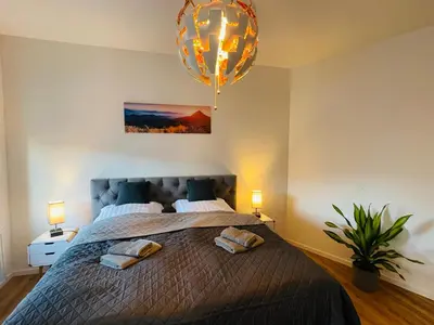 Ein Bett oder Betten in einem Zimmer der Unterkunft schönes Apartment - Netflix-Nespresso