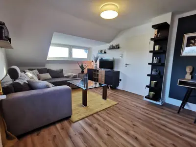 Ein Sitzbereich in der Unterkunft Moderne Ferienwohnung Iserlohn 1