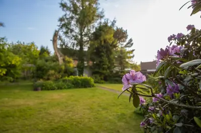 Ein Garten an der Unterkunft Gasthaus Benke, Fachwerkhaus in Westfalen
